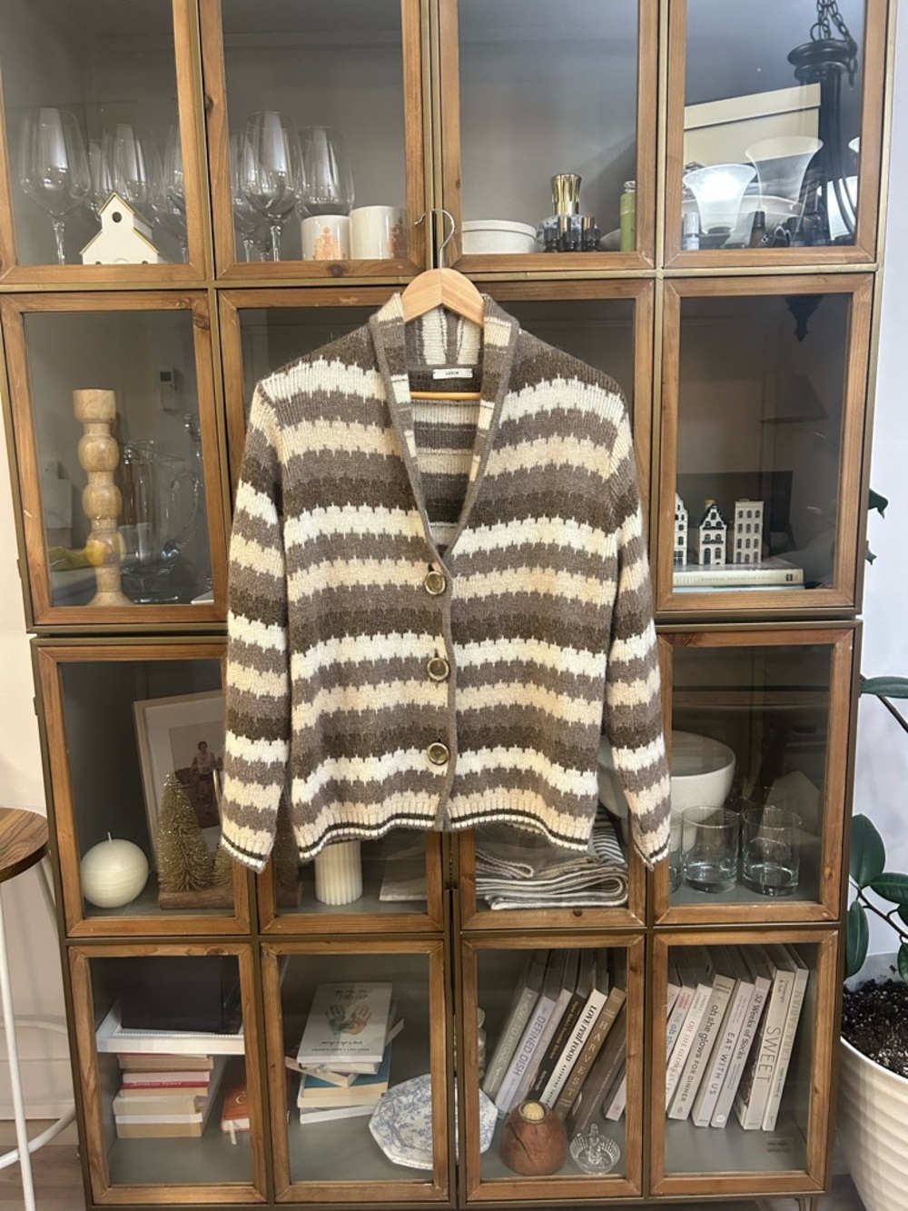Lucia Striped Wool Button-Up Sweater